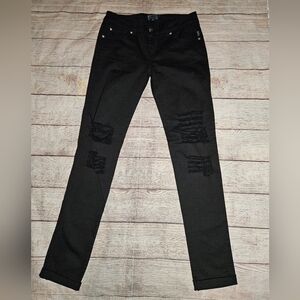 Tripp NYC black Ripped Distressed Legs T back Skinny Jean's